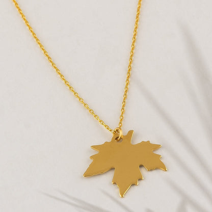 Maple Leaf Necklace in 14k Solid Gold - JCarat