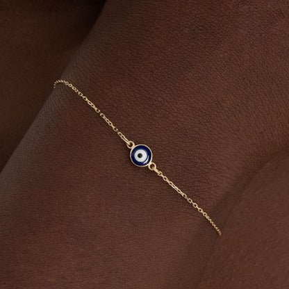 Mini Evil Eye Bracelet in 14k Solid Gold - JCarat