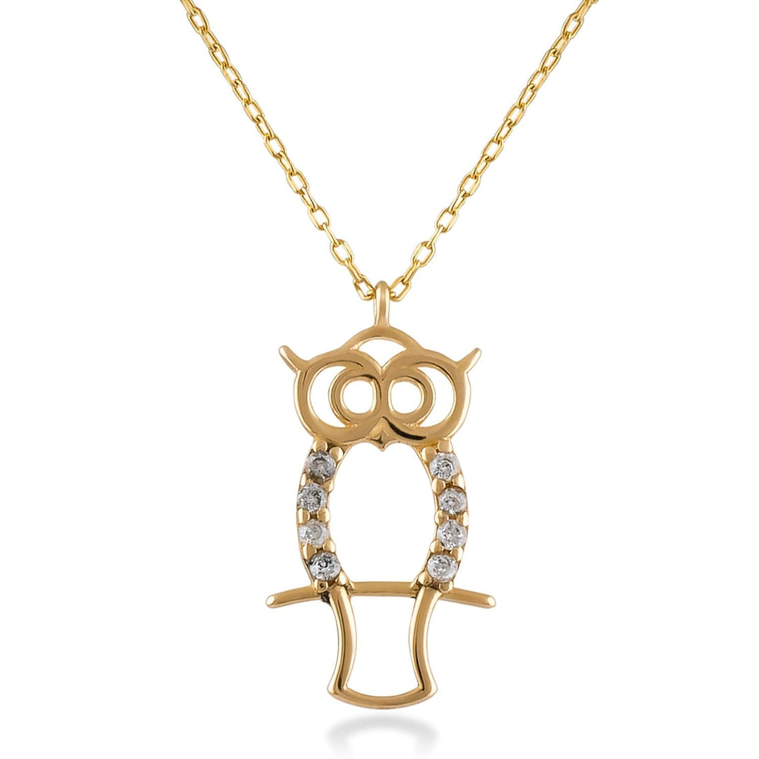 Owl Necklace in 14k Solid Gold - JCarat