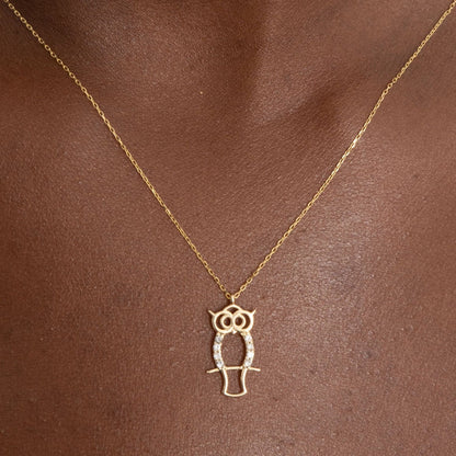 Owl Necklace in 14k Solid Gold - JCarat