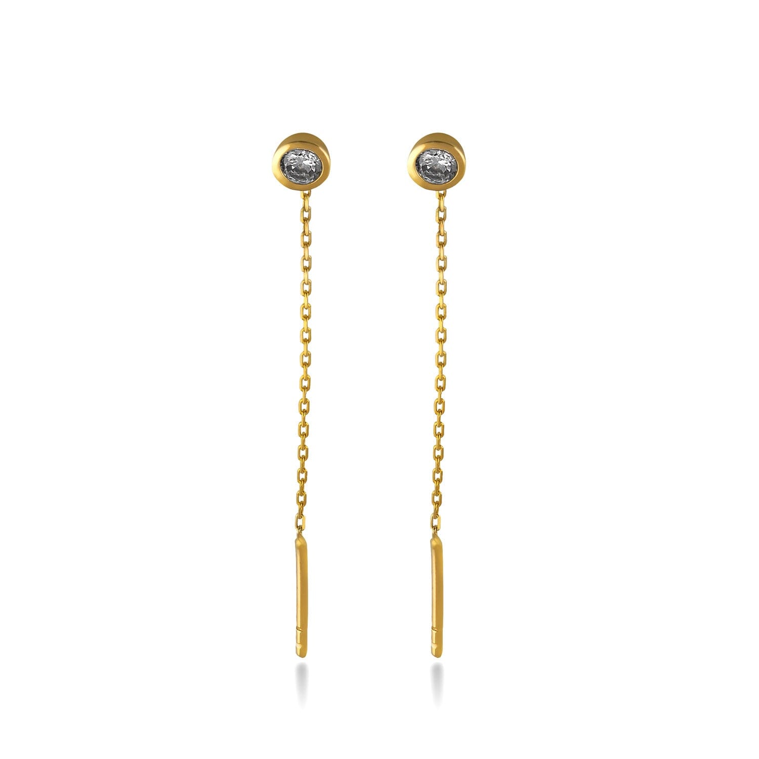 Solitaire Threader Earrings in 14k Solid Gold - JCarat