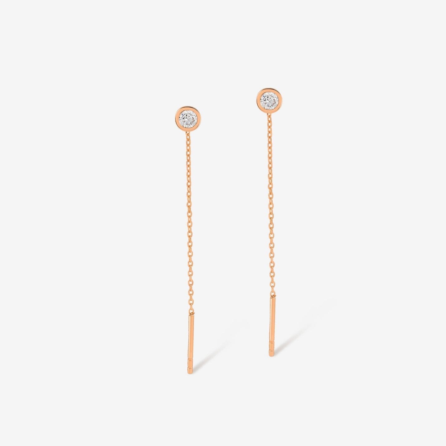 Solitaire Threader Earrings in 14k Solid Gold - JCarat