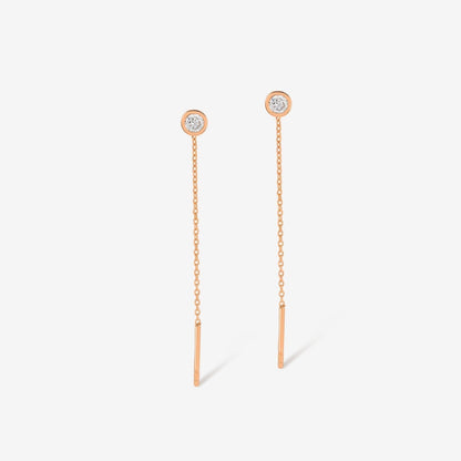 Solitaire Threader Earrings in 14k Solid Gold - JCarat