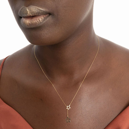 Stars Y-Necklace in 14k Solid Gold - JCarat