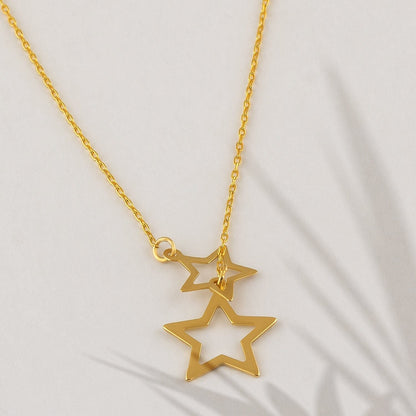 Stars Y-Necklace in 14k Solid Gold - JCarat