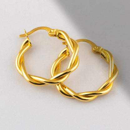 Twisted Hoop Earrings in 14k Solid Gold - JCarat