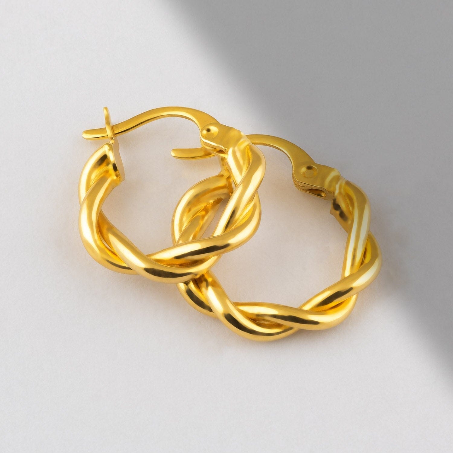 Twisted Hoop Earrings in 14k Solid Gold - JCarat