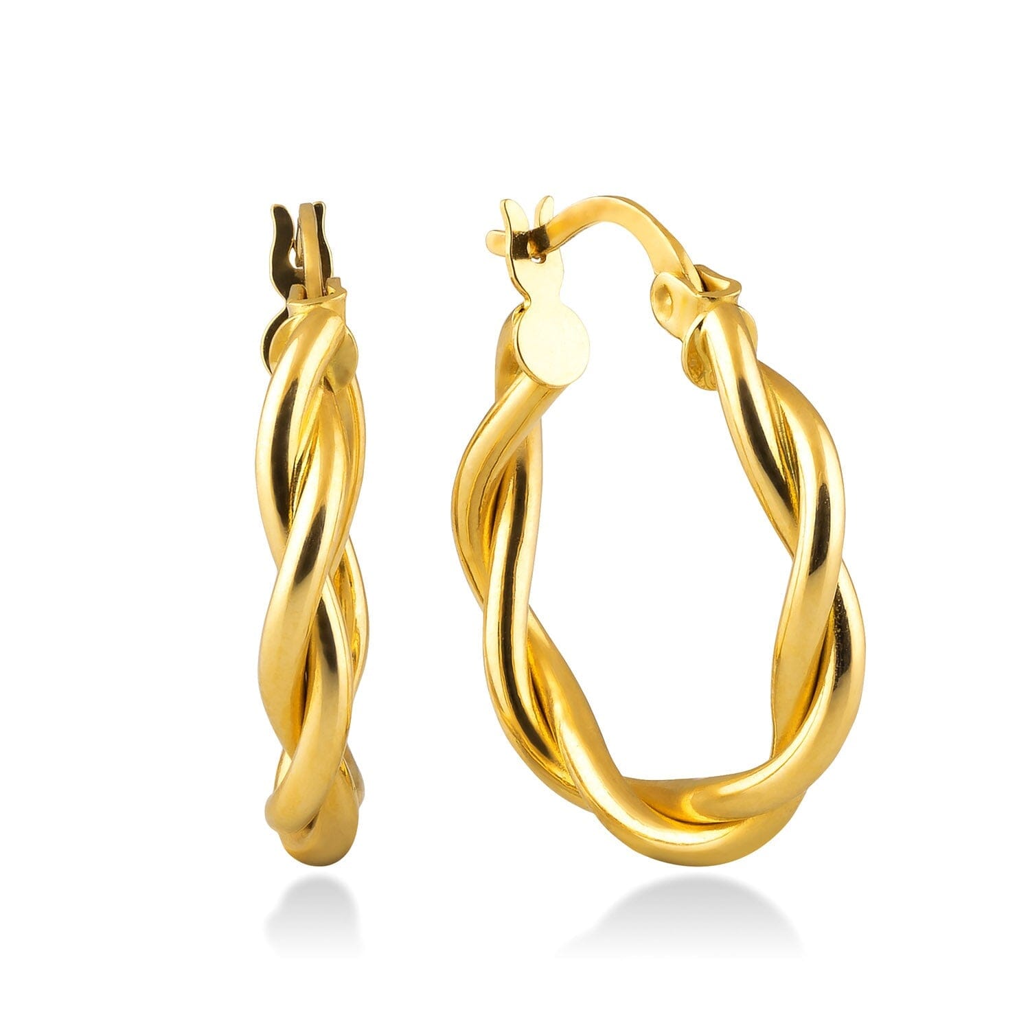 Twisted Hoop Earrings in 14k Solid Gold - JCarat