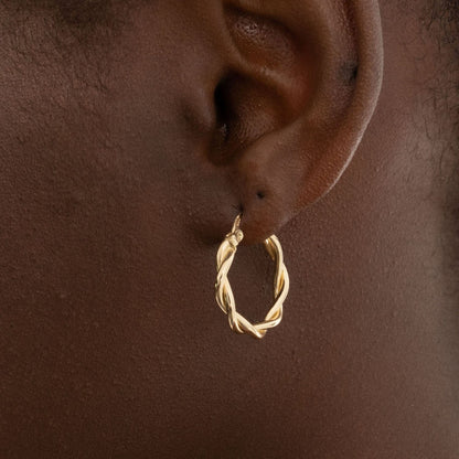 Twisted Hoop Earrings in 14k Solid Gold - JCarat