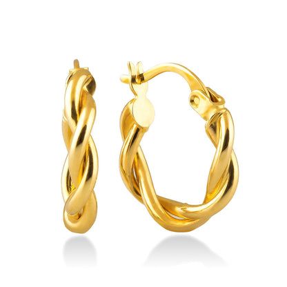 Twisted Hoop Earrings in 14k Solid Gold - JCarat