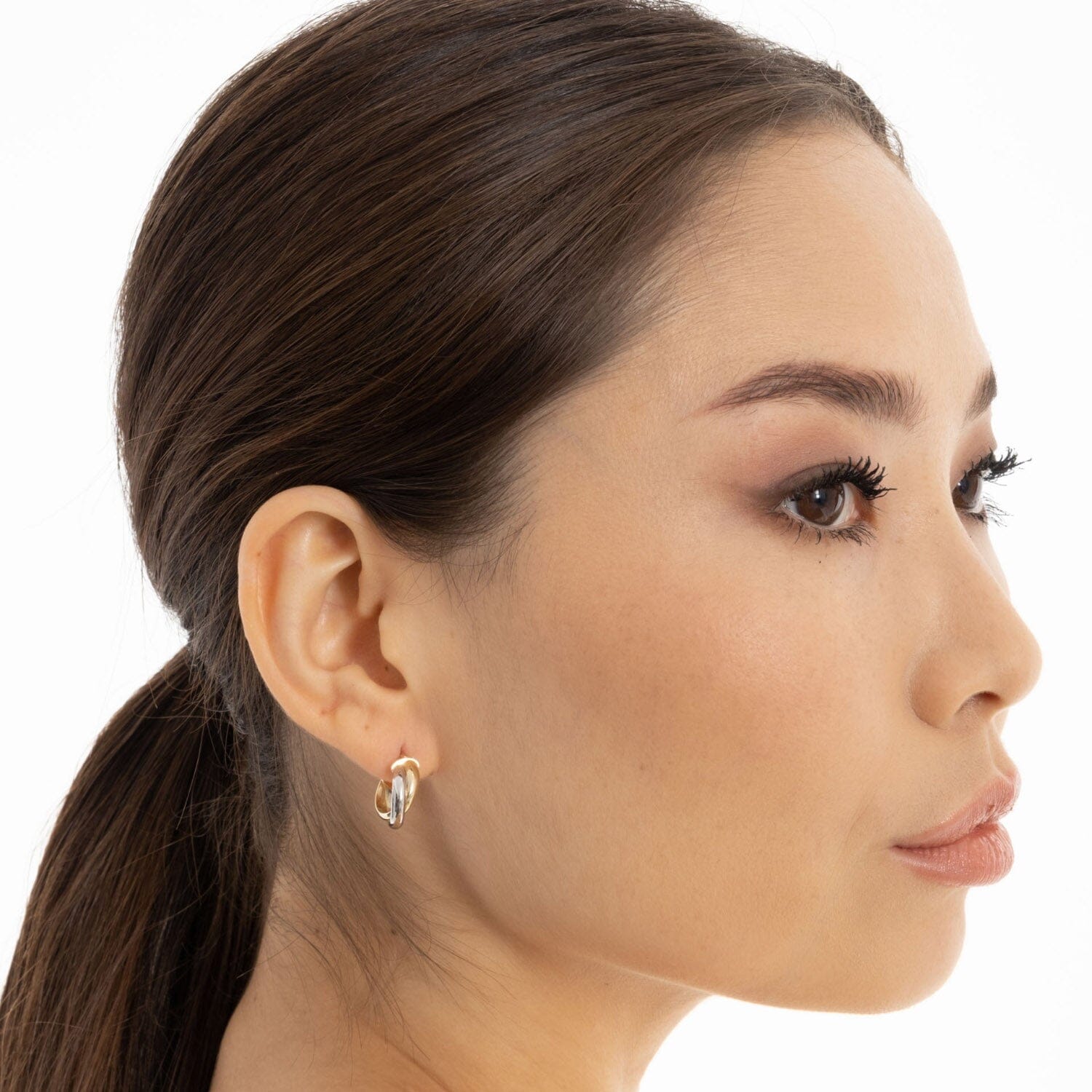 Two Toned Hoops in 14k Solid Gold - JCarat