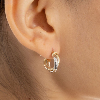 Two Toned Hoops in 14k Solid Gold - JCarat