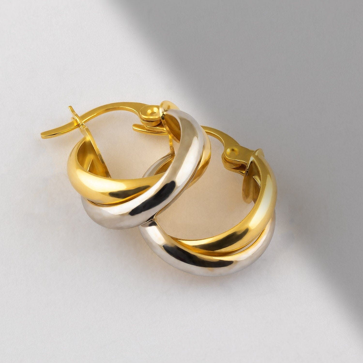 Two Toned Hoops in 14k Solid Gold - JCarat