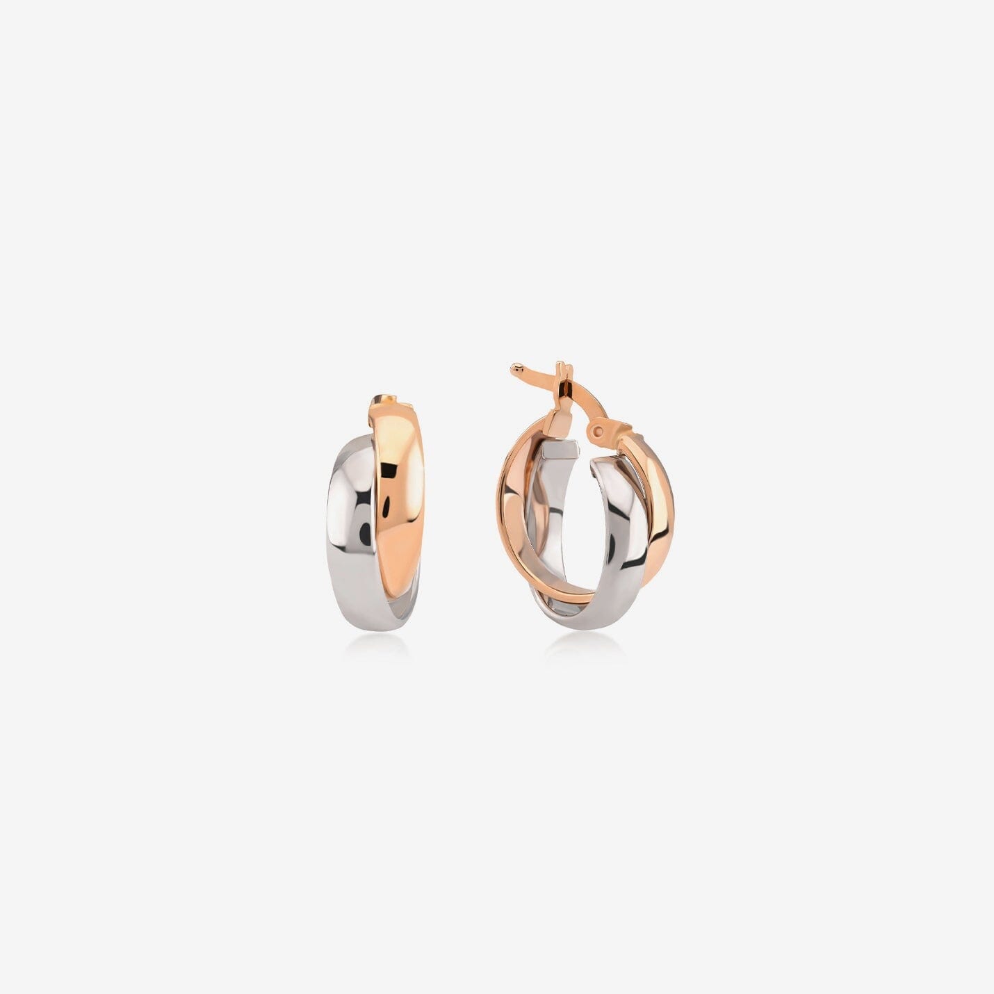 Two Toned Hoops in 14k Solid Gold - JCarat